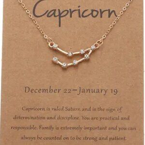 Capricorn Zodiac Pendant Necklace Gold Plated Stainless Steel - Gold
